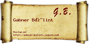 Gabner Bálint névjegykártya